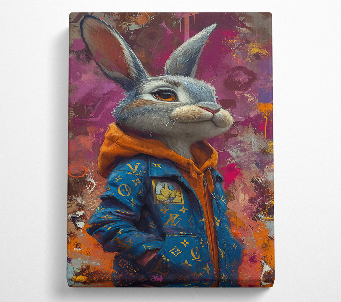 A Canvas Print of Blue Bunny Drip Canvas Print