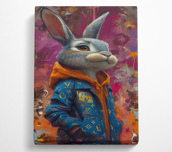  A Canvas Print of Blue Bunny Drip Canvas Print