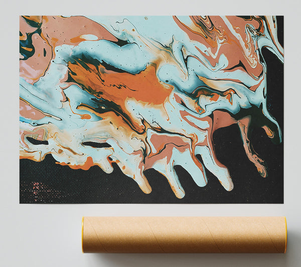 Azure Swirls And Drips Print