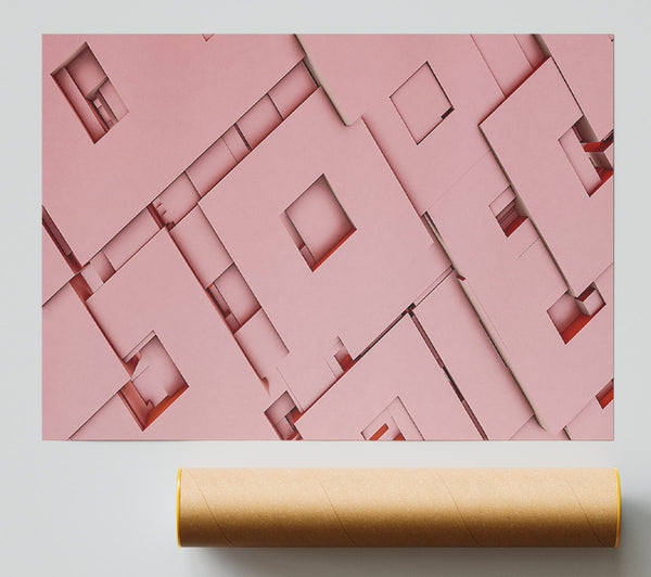Pink Geometric Layers Giclee Print