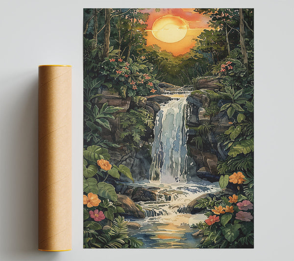Golden Jungle Falls Print