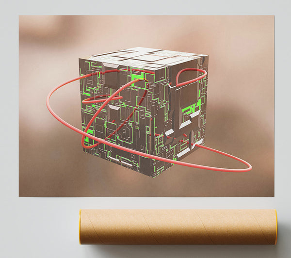 Brown Circuitry Embrace Print