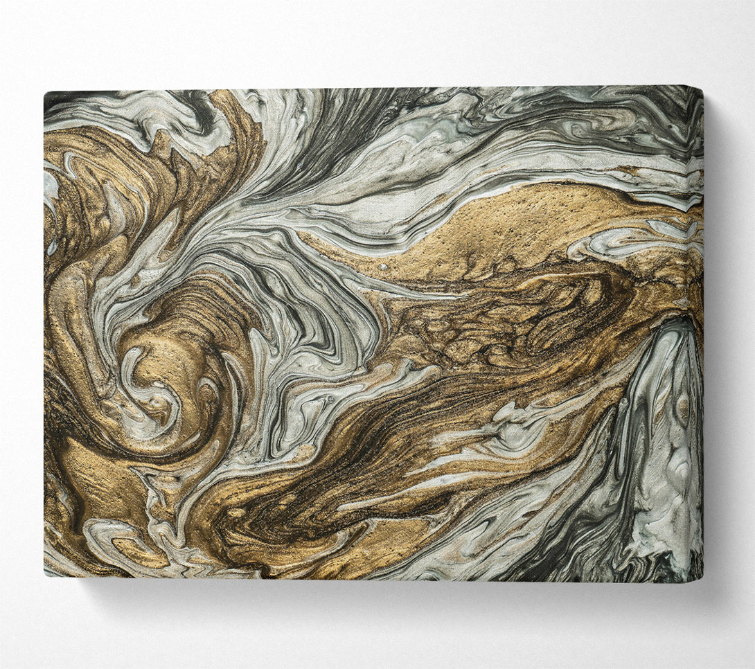  A Canvas Print of Golden Swirling Abstract Canvas Wall Art