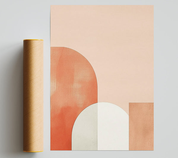 Coral Geometric Shapes Print