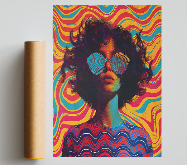 Yellow Psychedelic Waves Poster