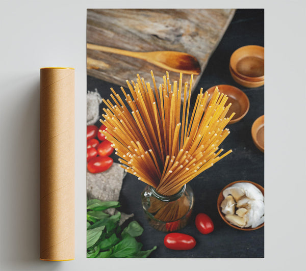 Golden Spaghetti Strands Print