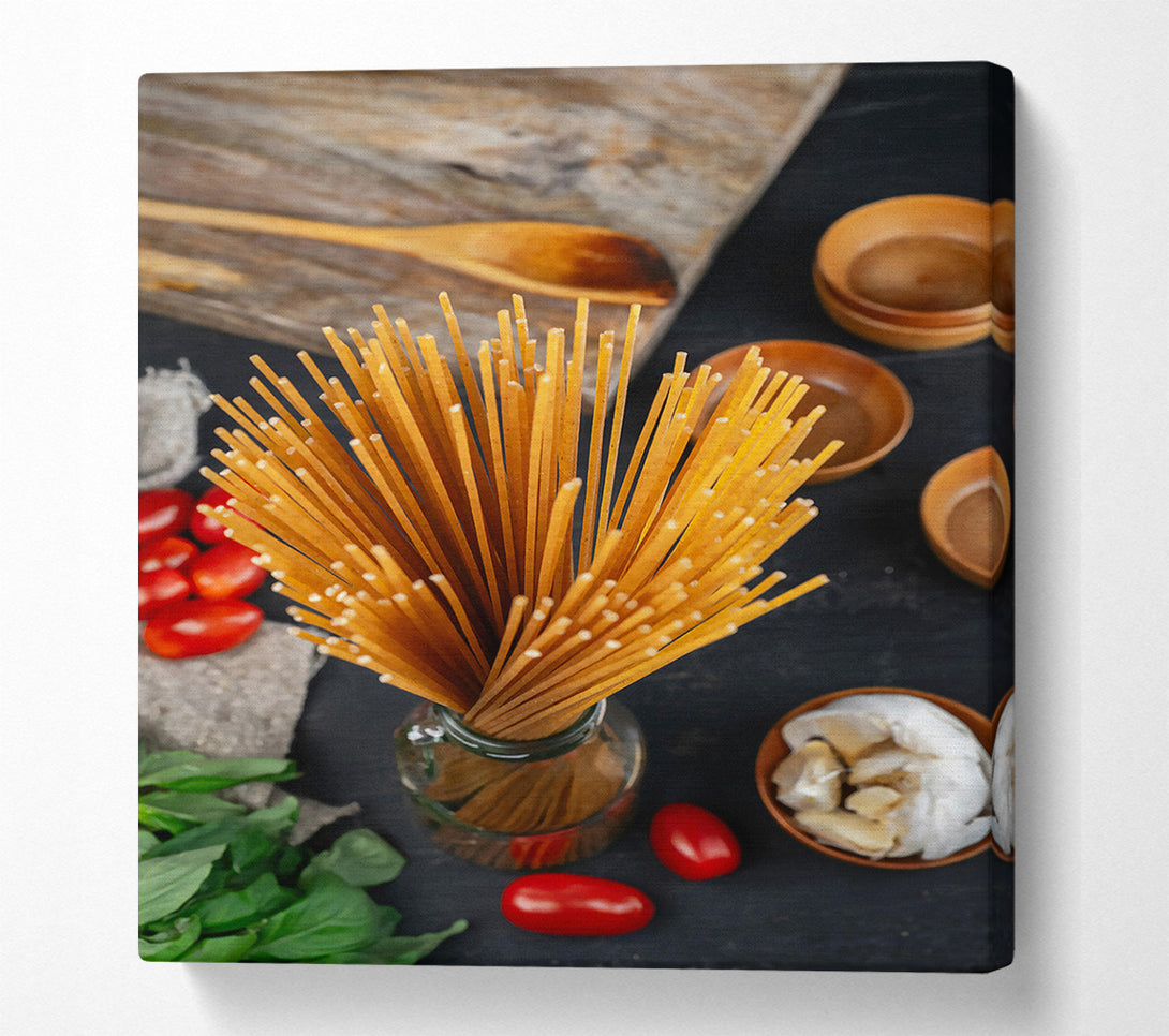  A Canvas Print of Golden Spaghetti Strands Canvas Print