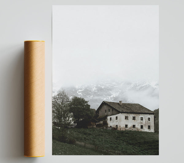 White Cottage In The Mist Print