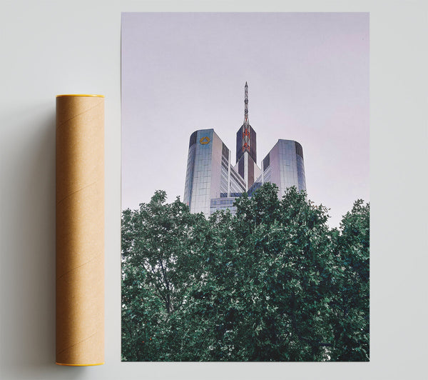 Green Skyscraper Cityscape Print