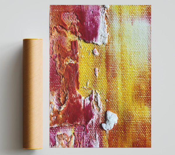 Crimson And Gold Abstract Print