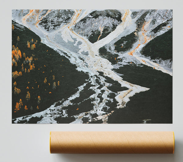 Orange Mountain Flow Giclee Print