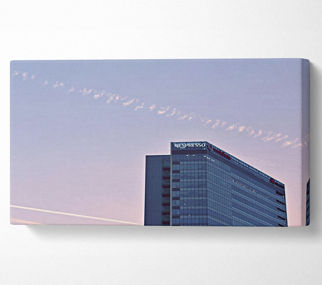  A Canvas Print of Pale Blue Skyscraper Canvas Art