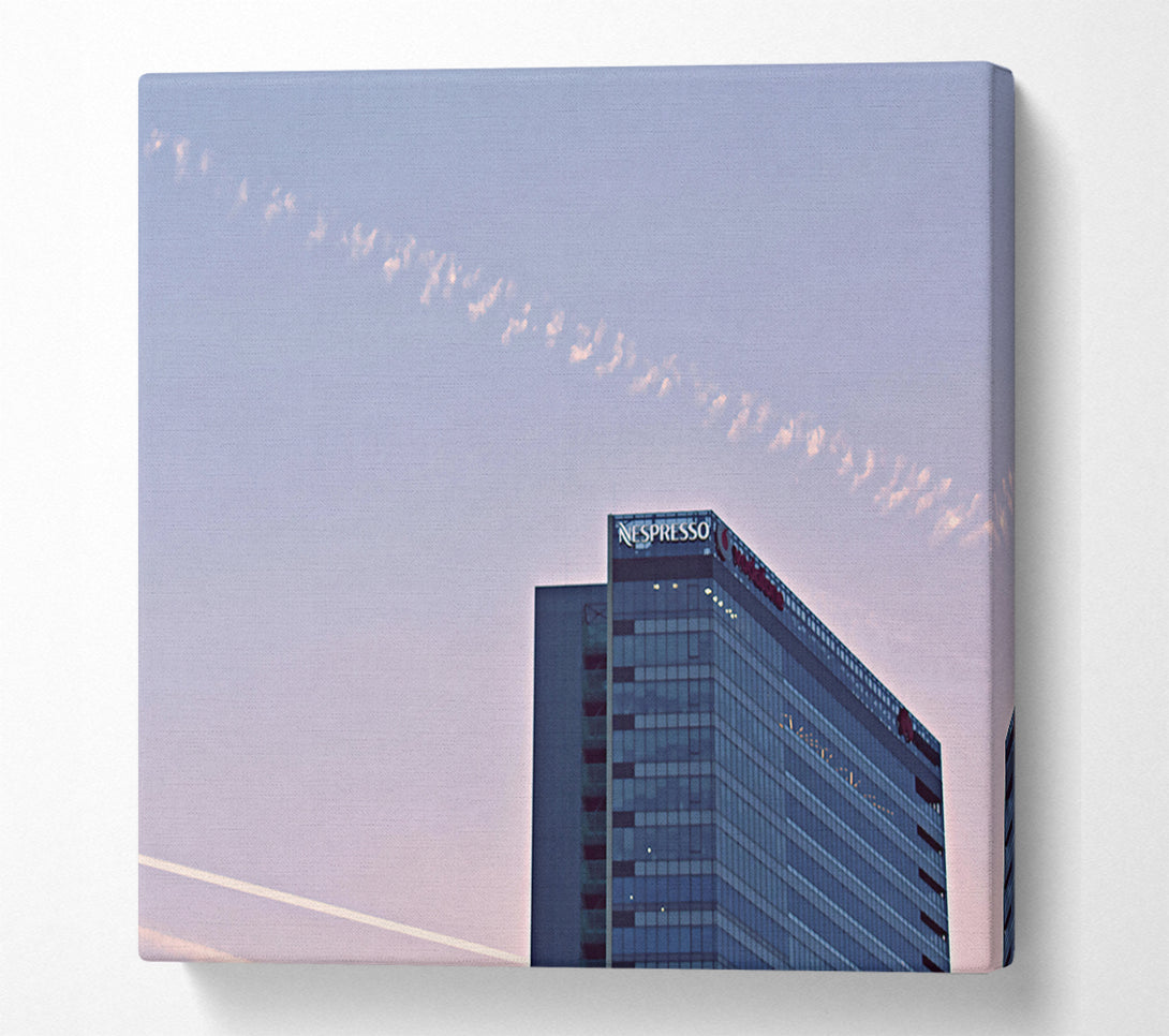  A Canvas Print of Pale Blue Skyscraper Canvas Art