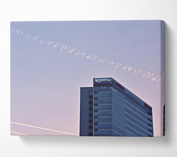  A Canvas Print of Pale Blue Skyscraper Canvas Art