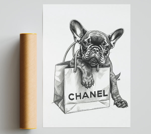 Black Frenchie In Chanel Bag Print