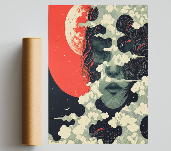 Crimson Dream Within Clouds Poster
