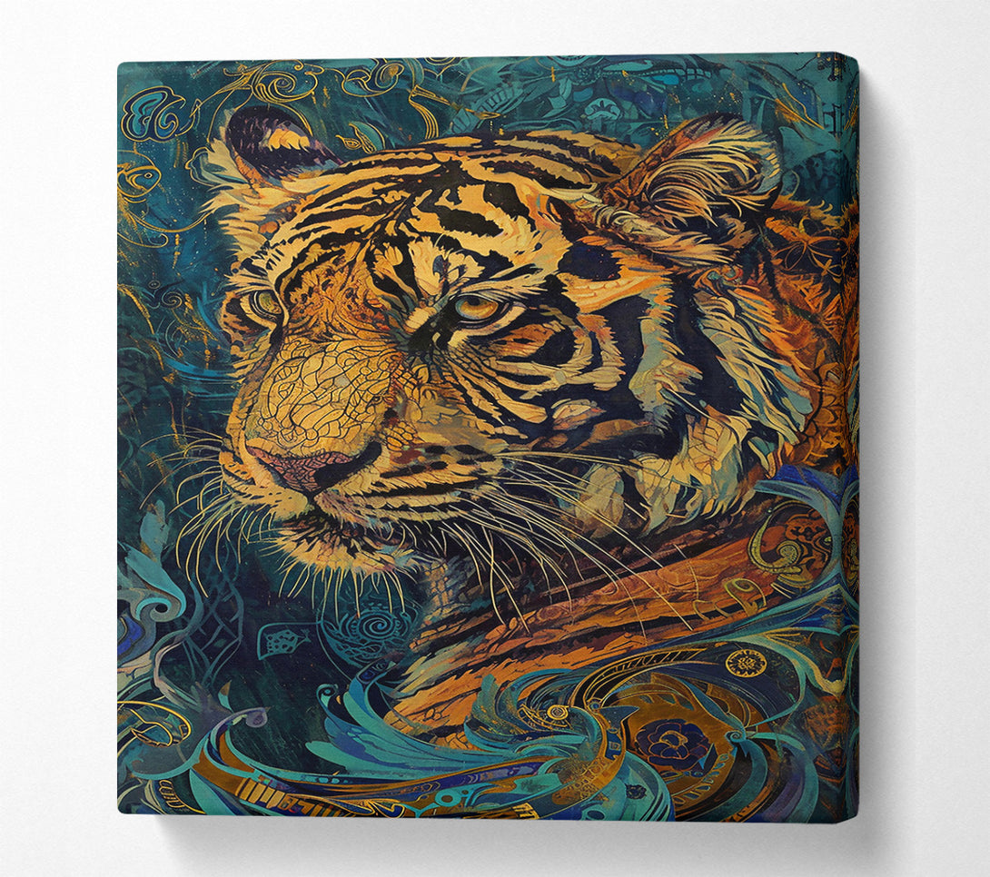  A Canvas Print of Golden Tiger Gaze Canvas Art