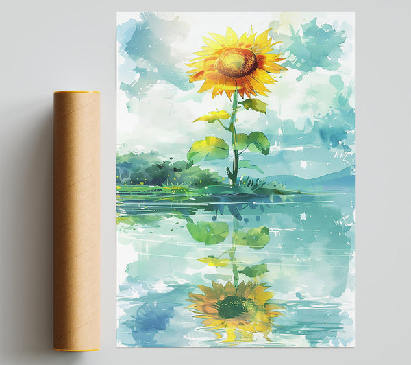 Golden Reflection In Blue Poster