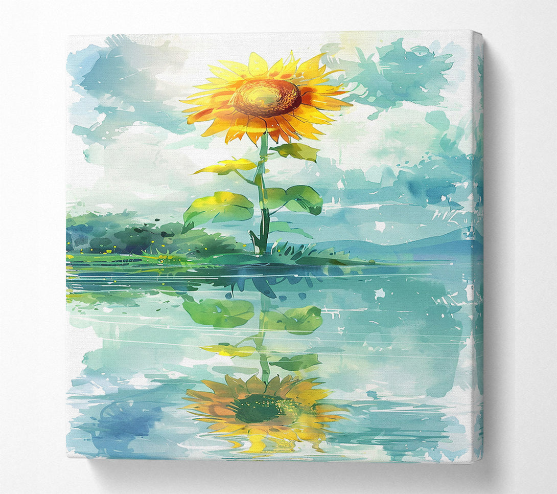  A Canvas Print of Golden Reflection In Blue Canvas Print