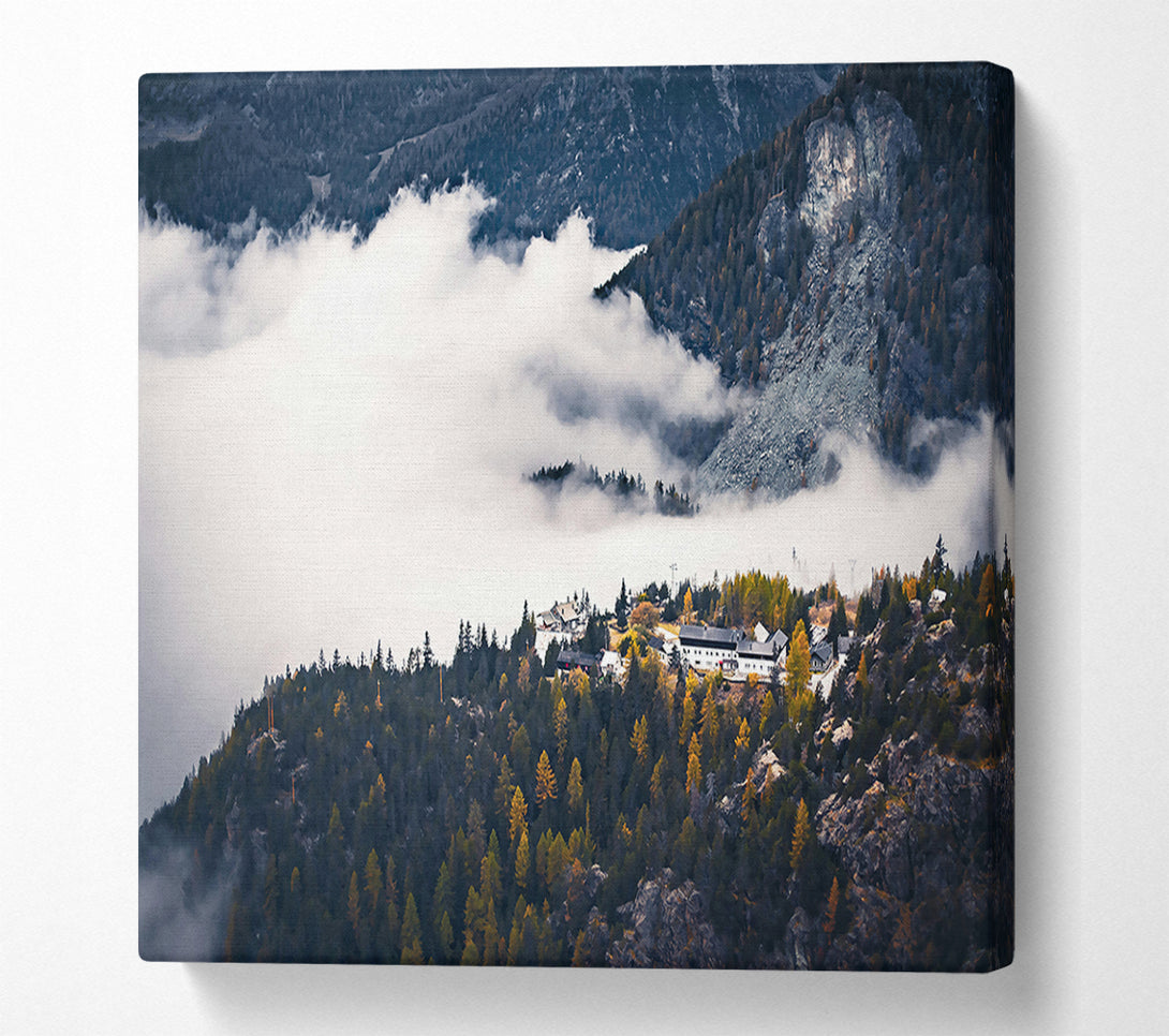  A Canvas Print of White Clouds Over Pines Canvas Print