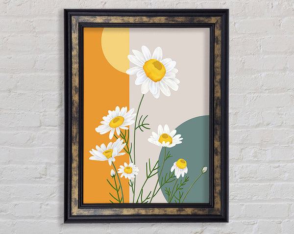 Daisies In Abstract Framed Print