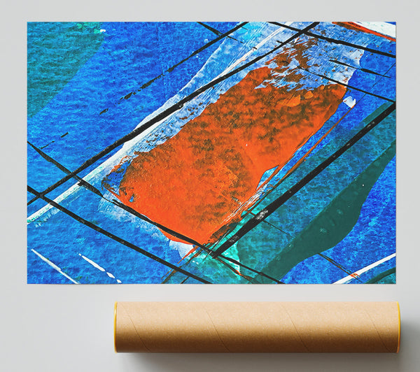 Orange Blue Lines Giclee Print