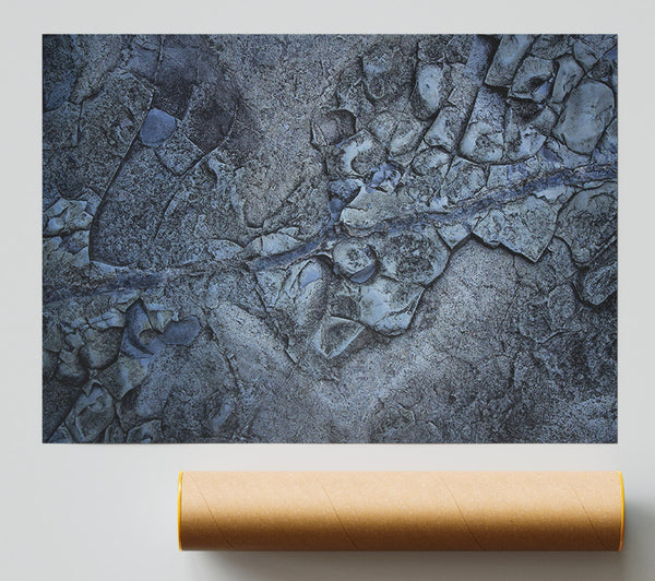 Midnight Blue Cracked Earth Giclee Print
