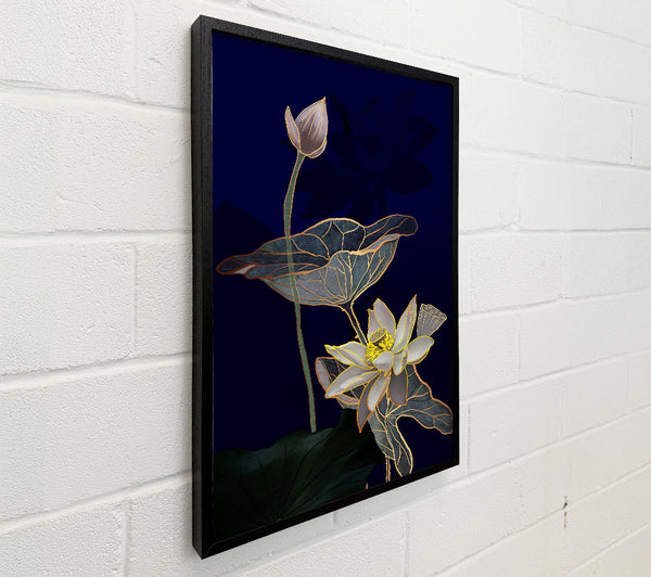 Dark Blue With Flowers