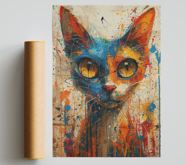 Blue Feline Splash Print
