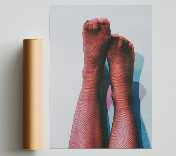 Crimson Fishnet Legs Giclee Print