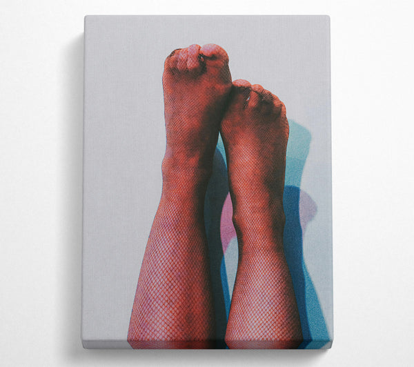  A Canvas Print of Crimson Fishnet Legs Canvas Wall Art
