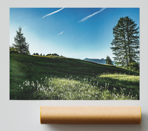 Blue Sky Meadow Poster