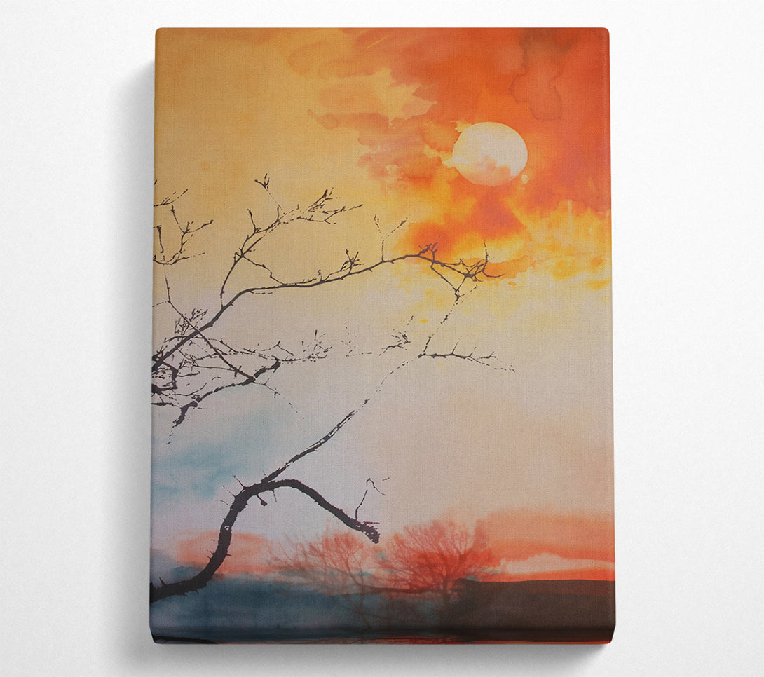  A Canvas Print of Orange Sky Silhouette Canvas Wall Art