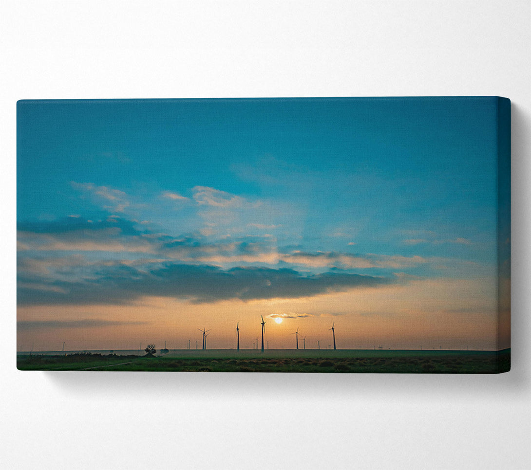  A Canvas Print of Azure Windmills At Dawn Canvas Art