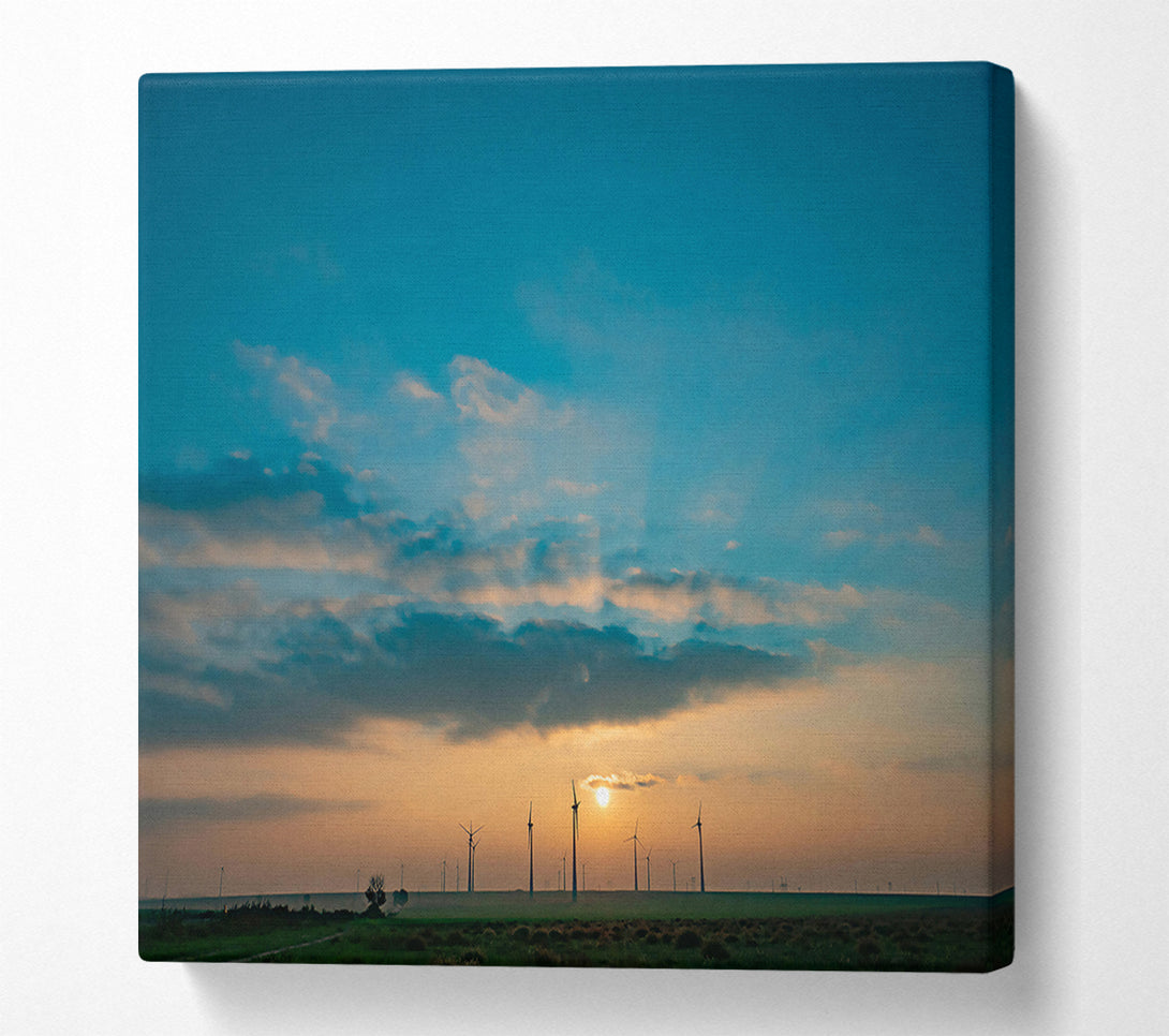  A Canvas Print of Azure Windmills At Dawn Canvas Art