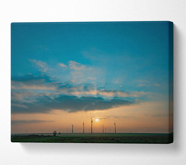  A Canvas Print of Azure Windmills At Dawn Canvas Art