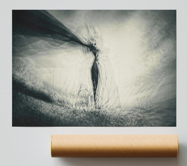 Pale Grey Figure Print