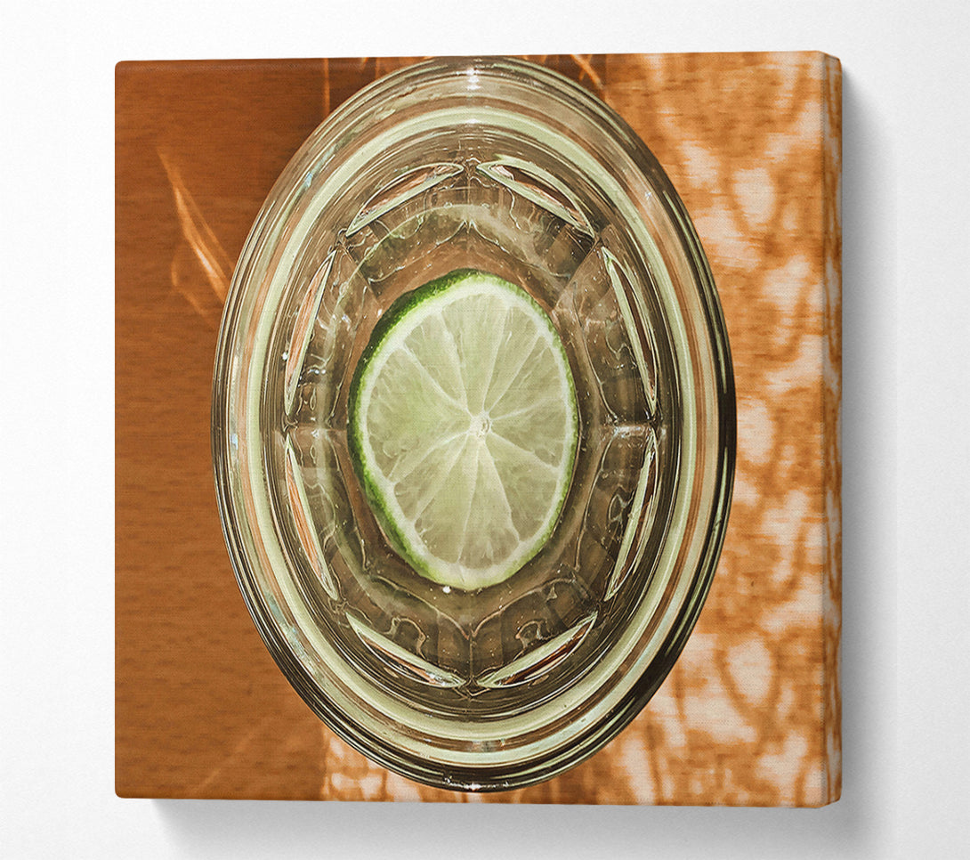  A Canvas Print of Lime Slice In Glass Canvas Print