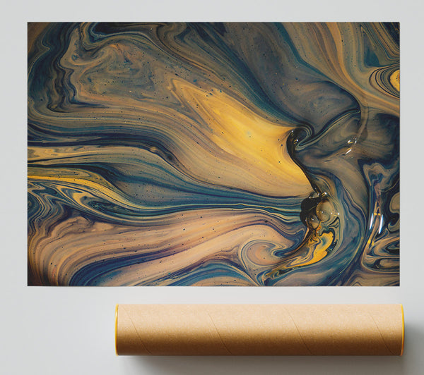 Azure Swirls Of Gold Giclee Print