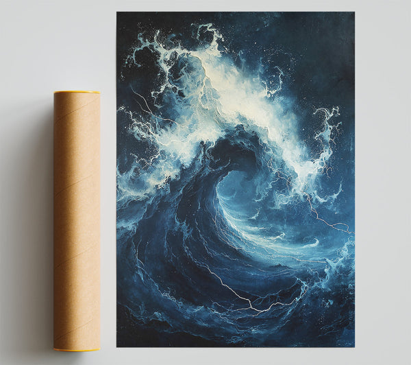 Azure Ocean Fury Poster