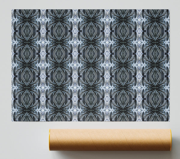 Silver Gray Latticework Print