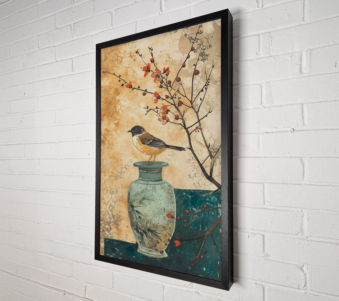  A Canvas Print of Teal Branching Bird Canvas Art