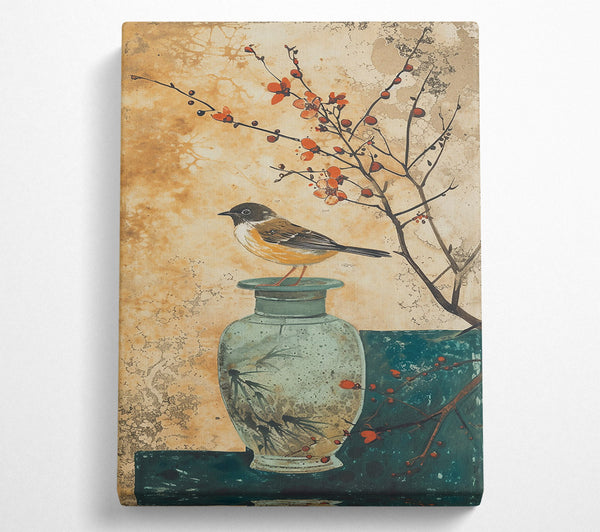  A Canvas Print of Teal Branching Bird Canvas Art