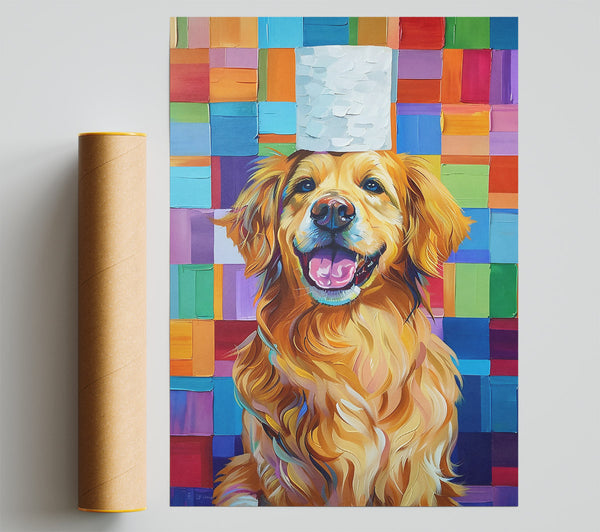 Golden Joy In Blue Poster