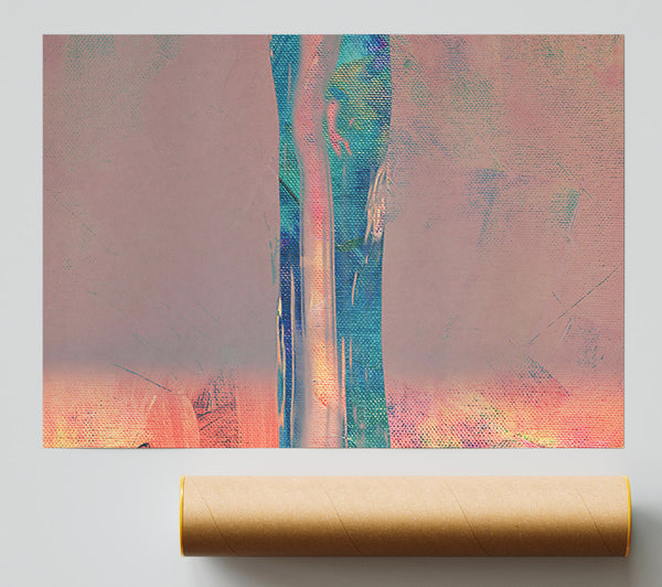 Peach And Teal Stream Print