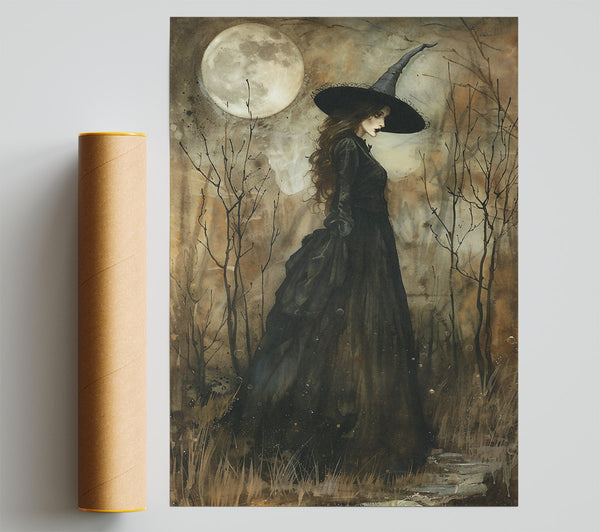 Moonlit Black Dress Poster