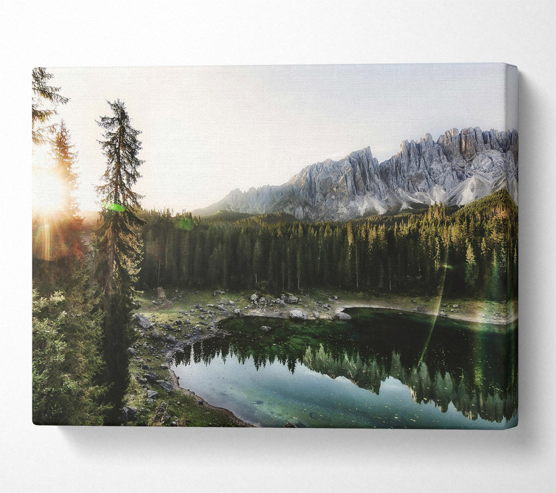  A Canvas Print of Emerald Mountain Reflection Canvas Print