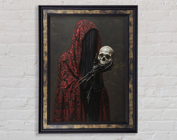 Death Holding The Skull Framed Print