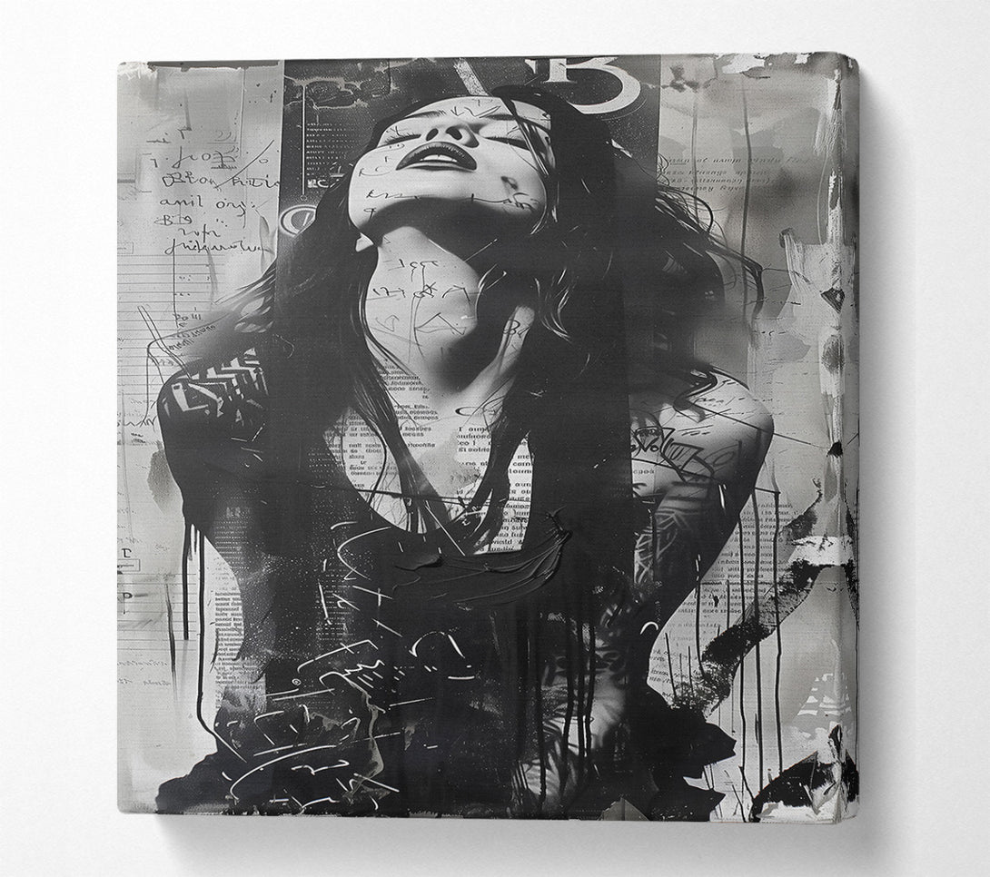  A Canvas Print of Black Ink Scribble Canvas Art