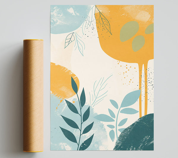 Golden Leaf Abstraction Poster